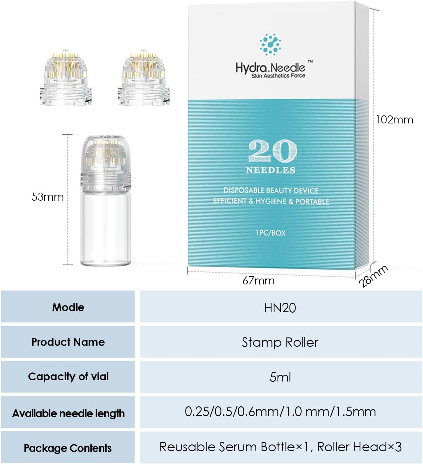 Derma Stamp Hydra Needle 20 With 2PCS Replace Head