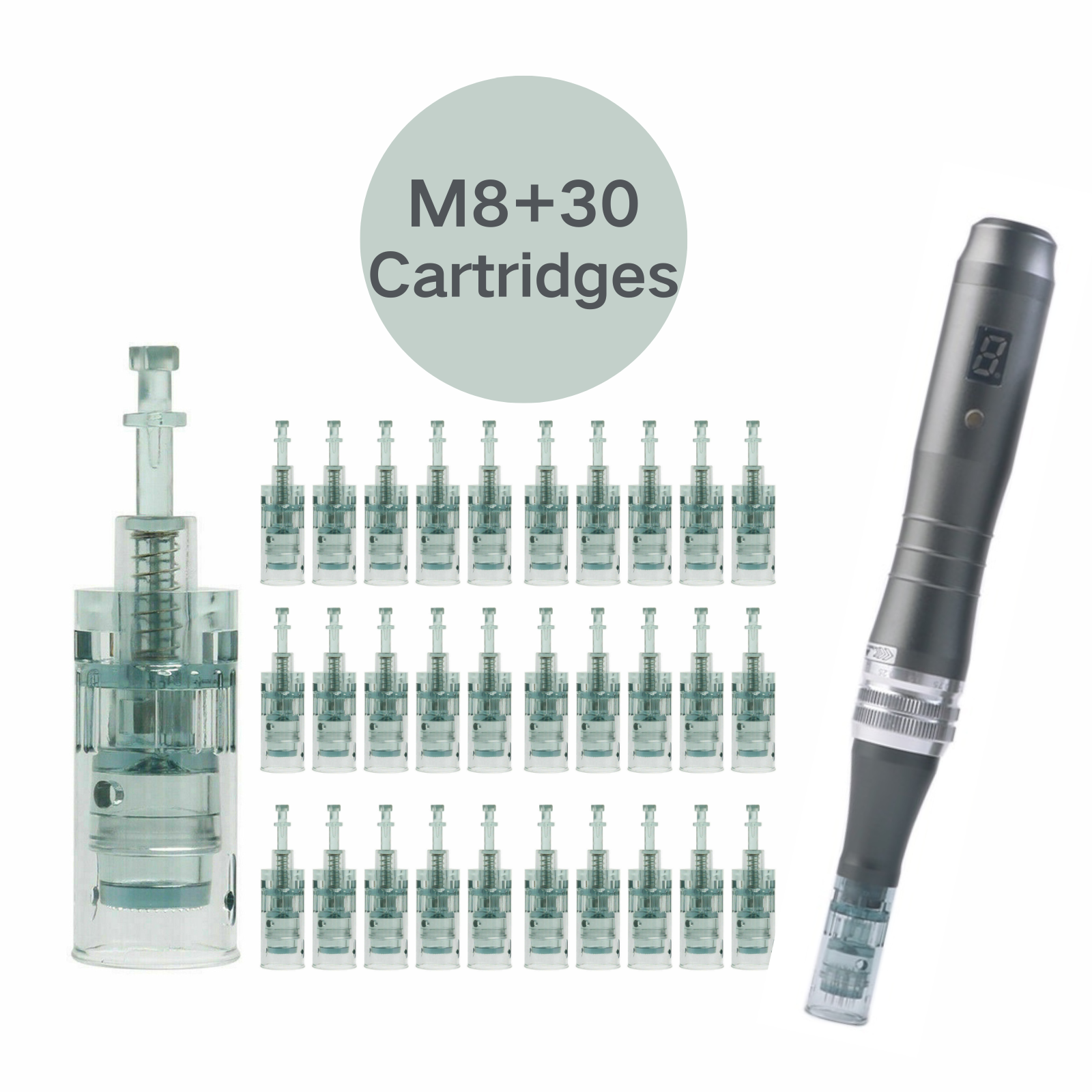 Dr. Pen Microneedling M8 with Battery and Digital Display With 30pcs Replacement Cartridges