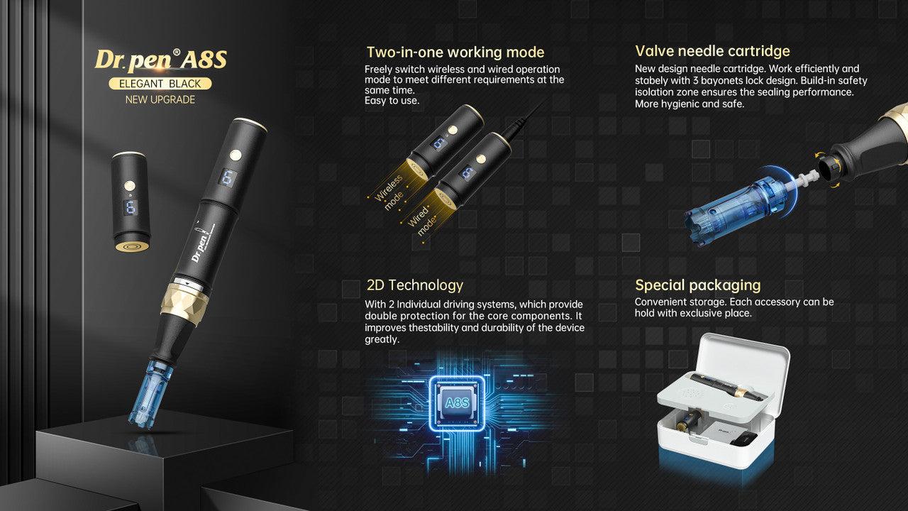 Dr. Pen A8S Ultima Pro Microneedling Pen -Giveaway 10x18pin Replacement Cartridges