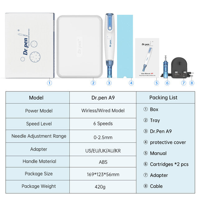 Dr Pen A9 Wireless Micro Needling Pen Complete Acne Recovery Kits
