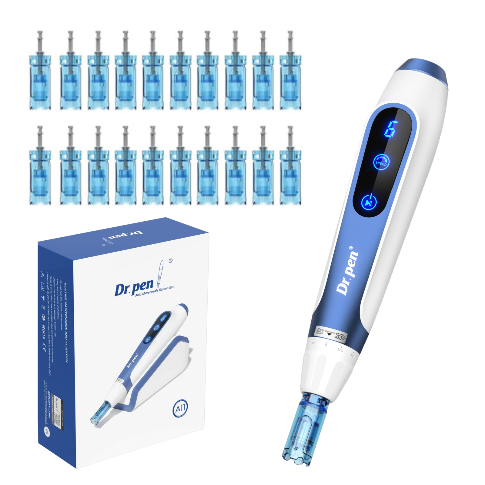 Dr. Pen A11 Microneedling Pen with 20x Replacement Cartridges - Wireless