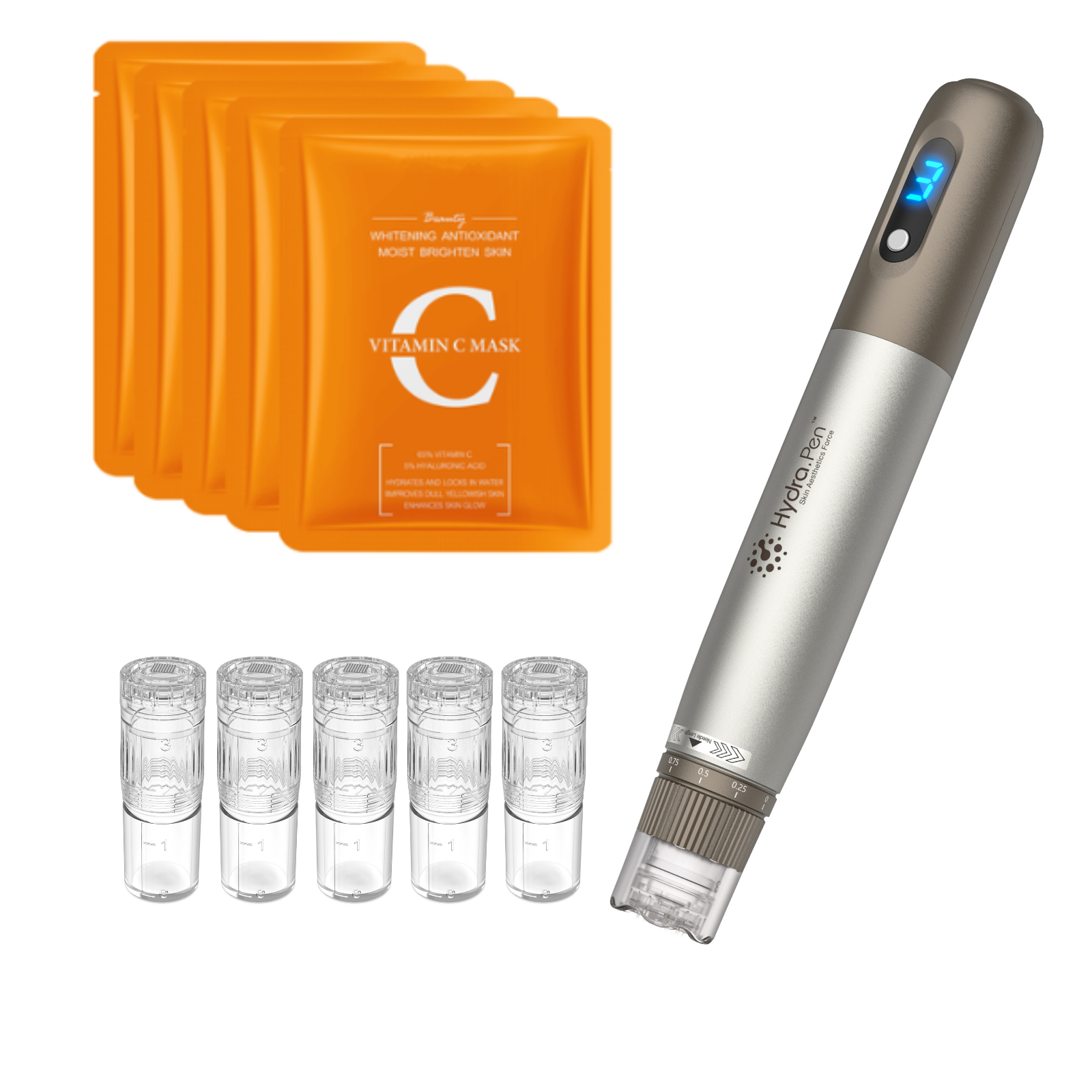 Hydra Pen H3 Pen All In One Microneedling Device+5 Cartridges 5 Face mask