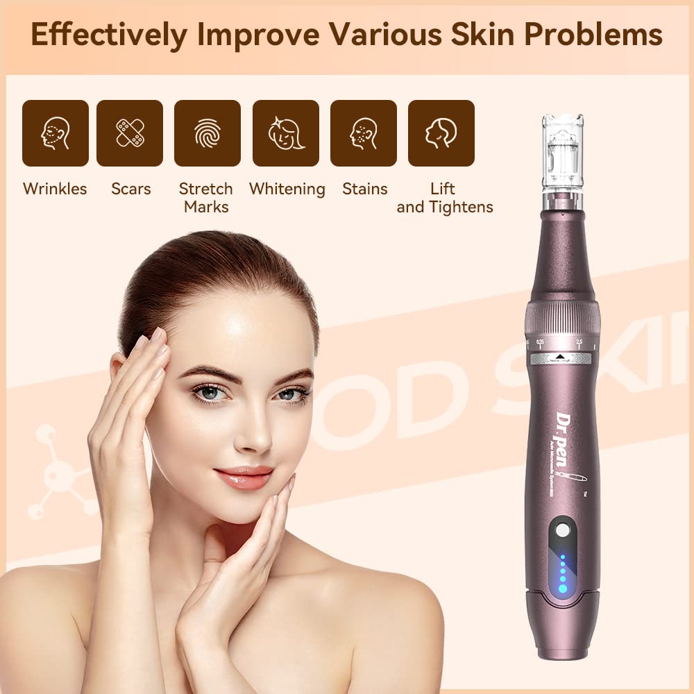 Dr.Pen A10 Professional Wireless Microneedling Pen with 10 Replacement Cartridges for Skin Care